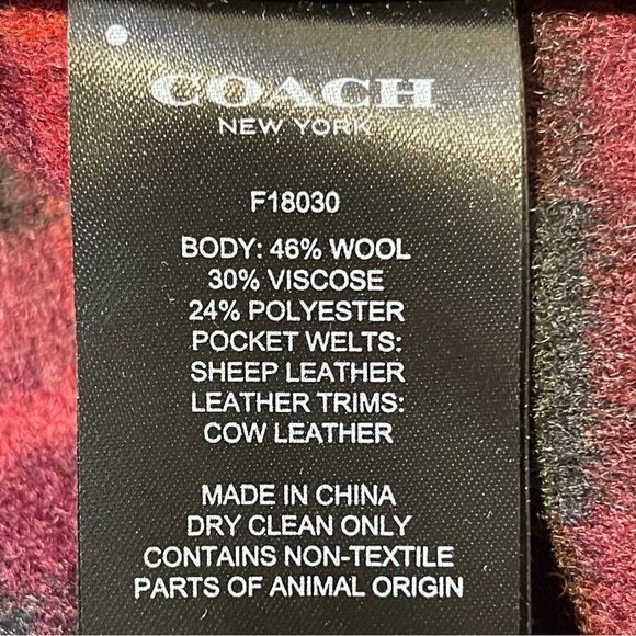 Coach New York Black Wool Blend w Black Leather Trim Hooded Cape - Picture 7 of 11